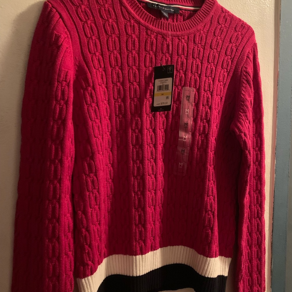 Hot pink Tommy Hilfiger cable knit sweater size medium